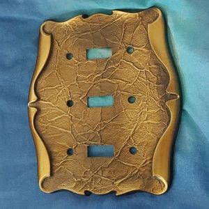 Vintage Triple switch plate. Brass colour